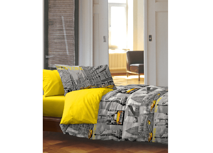 BIANCHERIAWEB Copripiumino In 100% Cotone Disegno New York Modello OB