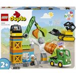 LEGO 10990 DUPLO Town Cantiere Edile con Bulldozer, Betoniera e Gru Giocattolo per Bambini e Bambine da 2 Anni