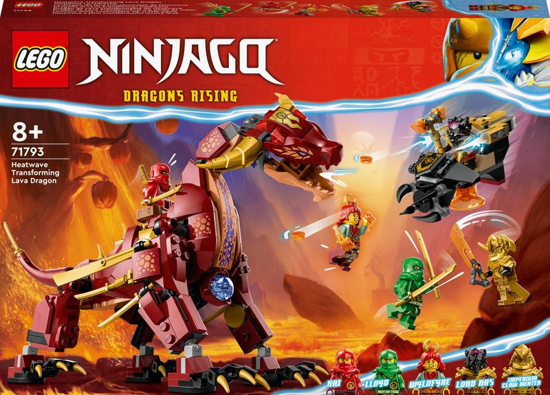 LEGO-NINJAGO-71793-Dragone-di-Lava-Transformer-Heatwave-Serie-Dragons-Rising-con-Drago-Giocattolo-e-Minifigure-Giochi-Ninja