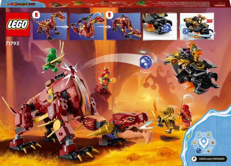 LEGO-NINJAGO-71793-Dragone-di-Lava-Transformer-Heatwave-Serie-Dragons-Rising-con-Drago-Giocattolo-e-Minifigure-Giochi-Ninja