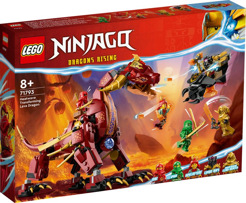 LEGO-NINJAGO-71793-Dragone-di-Lava-Transformer-Heatwave-Serie-Dragons-Rising-con-Drago-Giocattolo-e-Minifigure-Giochi-Ninja