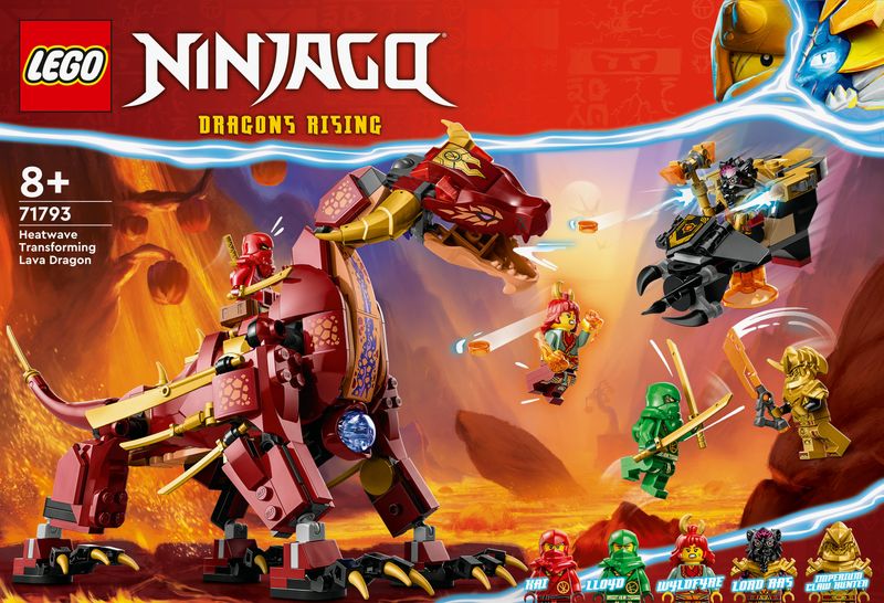 LEGO-NINJAGO-71793-Dragone-di-Lava-Transformer-Heatwave-Serie-Dragons-Rising-con-Drago-Giocattolo-e-Minifigure-Giochi-Ninja