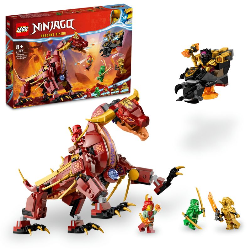 LEGO-NINJAGO-71793-Dragone-di-Lava-Transformer-Heatwave-Serie-Dragons-Rising-con-Drago-Giocattolo-e-Minifigure-Giochi-Ninja