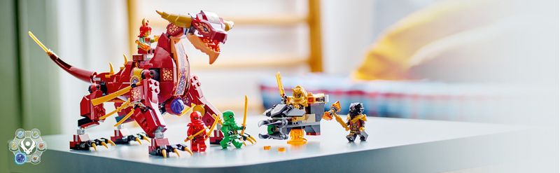 LEGO-NINJAGO-71793-Dragone-di-Lava-Transformer-Heatwave-Serie-Dragons-Rising-con-Drago-Giocattolo-e-Minifigure-Giochi-Ninja