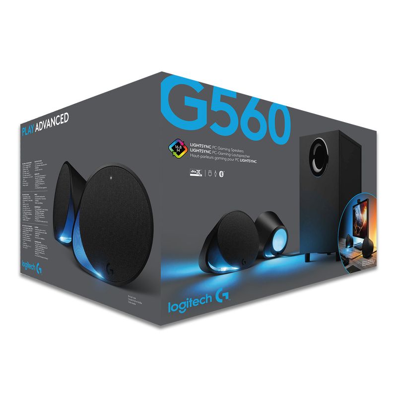 Logitech-G-G560-LIGHTSYNC-PC-Gaming-Speakers-set-di-altoparlanti-120-W-PC-PC-portatile-Nero-2.1-canali-30-W-Bluetooth