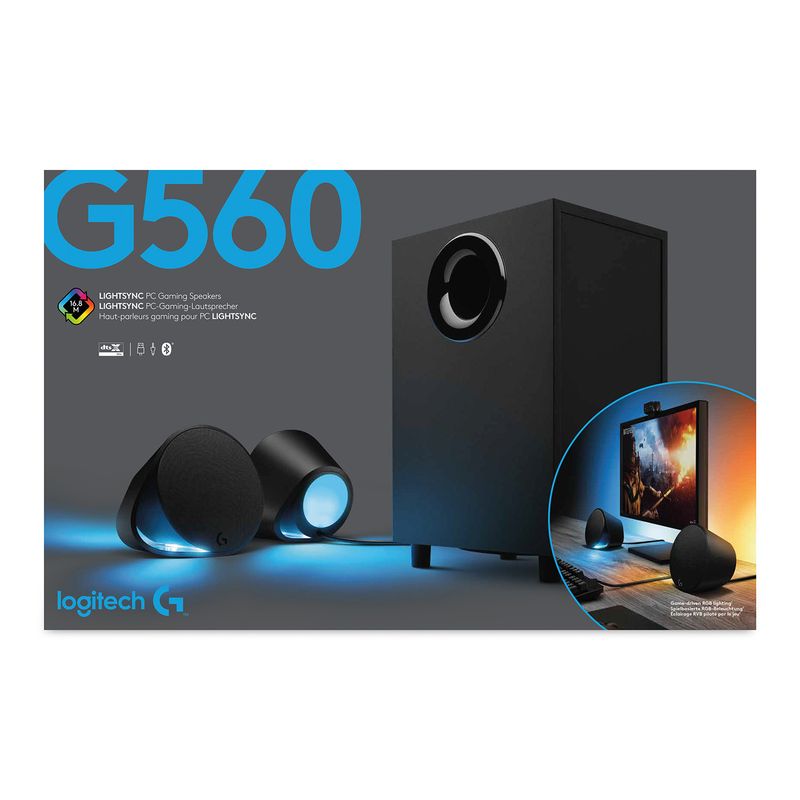 Logitech-G-G560-LIGHTSYNC-PC-Gaming-Speakers-set-di-altoparlanti-120-W-PC-PC-portatile-Nero-2.1-canali-30-W-Bluetooth