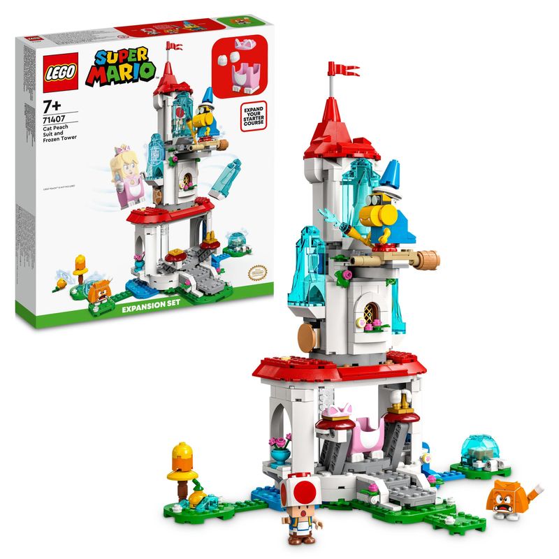 LEGO-Super-Mario-71407-Pack-Espansione-Costume-di-Peach-Gatto-e-Torre-Ghiacciata-Castello-Giocattolo-con-3-Figure