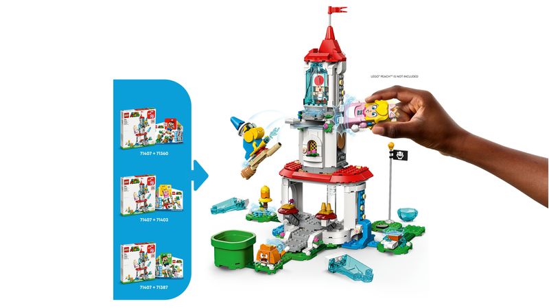 LEGO-Super-Mario-71407-Pack-Espansione-Costume-di-Peach-Gatto-e-Torre-Ghiacciata-Castello-Giocattolo-con-3-Figure