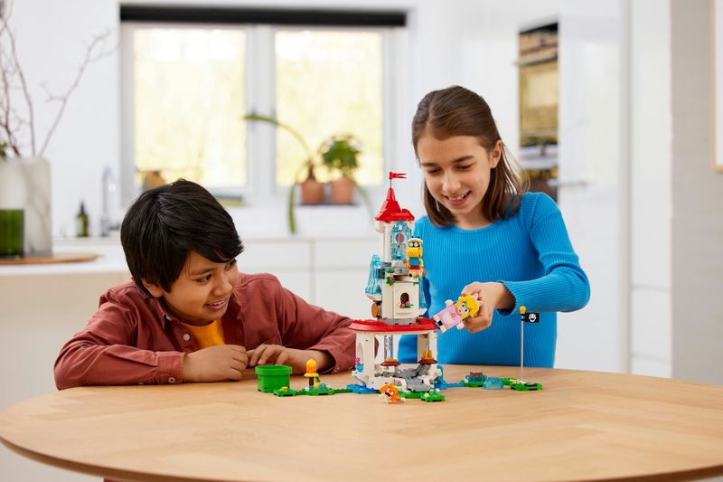 LEGO-Super-Mario-71407-Pack-Espansione-Costume-di-Peach-Gatto-e-Torre-Ghiacciata-Castello-Giocattolo-con-3-Figure