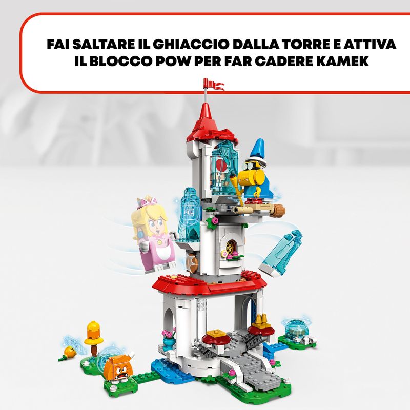 LEGO-Super-Mario-71407-Pack-Espansione-Costume-di-Peach-Gatto-e-Torre-Ghiacciata-Castello-Giocattolo-con-3-Figure