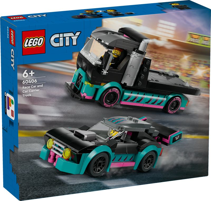 LEGO-City-60406-Auto-da-Corsa-e-Trasportatore-Macchina-e-Camion-Giocattolo-per-Bambini-di-6--Veicolo-con-Rampa-Funzionante