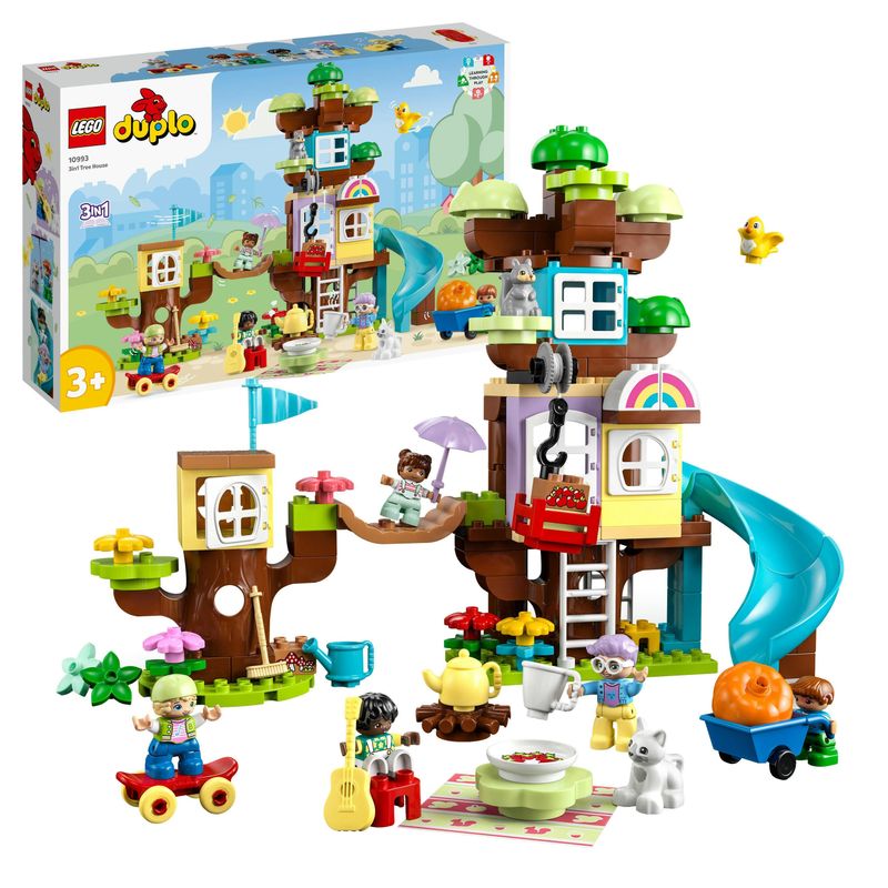 LEGO-DUPLO-10993-Casa-sull’Albero-3-in-1-Giochi-per-Bambini-3--Anni-Attivita--Didattiche-con-4-Personaggi-e-Animali-Giocattolo