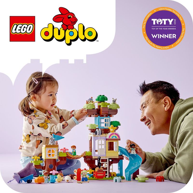 LEGO-DUPLO-10993-Casa-sull’Albero-3-in-1-Giochi-per-Bambini-3--Anni-Attivita--Didattiche-con-4-Personaggi-e-Animali-Giocattolo