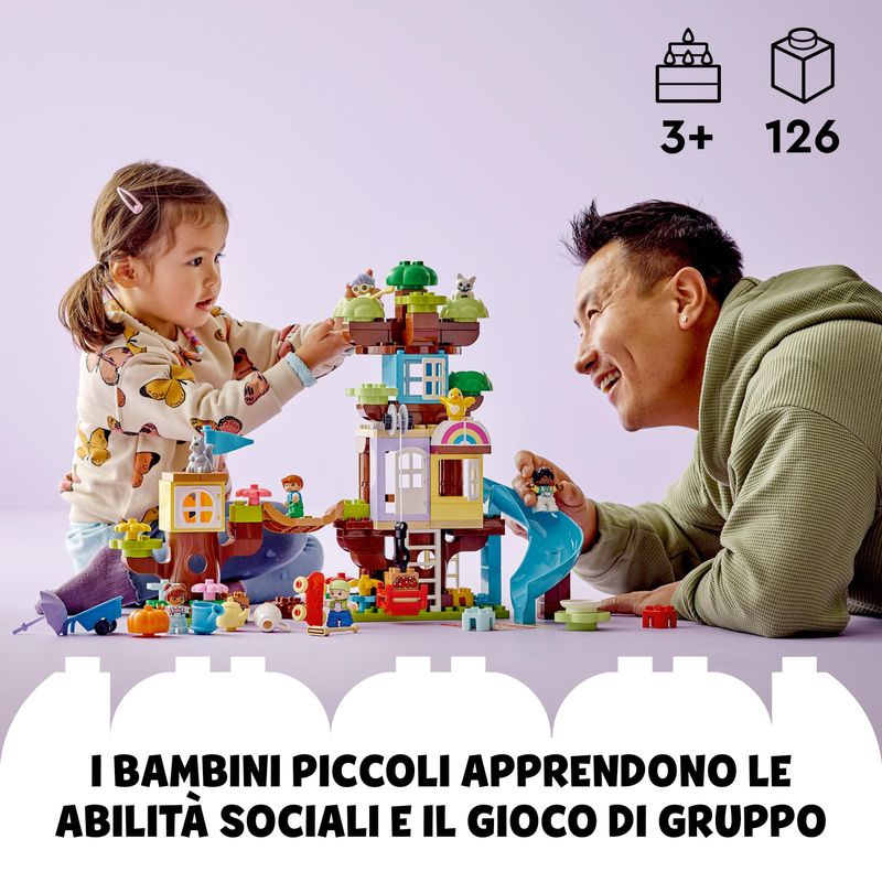 LEGO-DUPLO-10993-Casa-sull’Albero-3-in-1-Giochi-per-Bambini-3--Anni-Attivita--Didattiche-con-4-Personaggi-e-Animali-Giocattolo