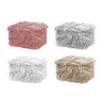 BIANCHERIAWEB Pouf Contenitore Salotto/Camera Quadrato Con Pelo Modello Double Yeti In Tinta Unita