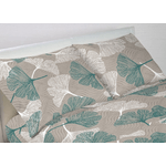 BIANCHERIAWEB Coppia Federe Letto 100% Cotone Dis. Ginko Moderno Bottoni Laterali