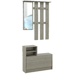HOMCOM Set Mobili da Ingresso con Appendiabiti, Specchio