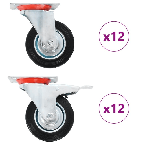 VidaXL Ruote Girevoli 24 pz 100 mm