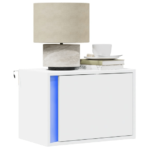 VidaXL Comodino a Parete con Luci LED Bianco