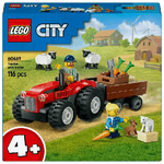 LEGO City Trattore Agricolo Rosso con Rimorchio e Pecore