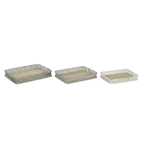 DKD Home Decor Set di Vassoi DKD Home Decor 53 x 38 x 8 cm Metallo Multicolore (3 Unità)