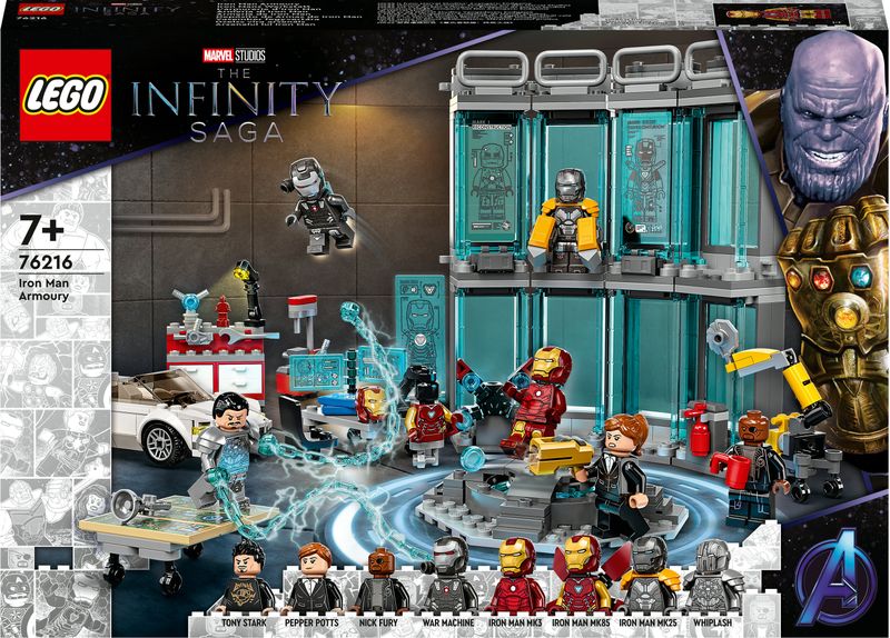 LEGO-Marvel-76216-Armeria-di-Iron-Man-Set-Costruzioni-con-Casco-Tuta-e-Supereroi-Giocattoli-Giochi-per-Bambini-dai-7-Anni