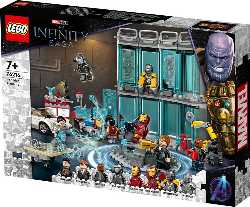 LEGO-Marvel-76216-Armeria-di-Iron-Man-Set-Costruzioni-con-Casco-Tuta-e-Supereroi-Giocattoli-Giochi-per-Bambini-dai-7-Anni