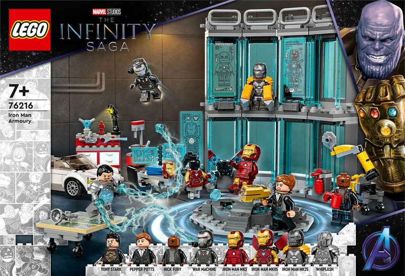 LEGO-Marvel-76216-Armeria-di-Iron-Man-Set-Costruzioni-con-Casco-Tuta-e-Supereroi-Giocattoli-Giochi-per-Bambini-dai-7-Anni