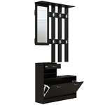 HOMCOM Mobile da Ingresso Appendiabiti con Scarpiera e Specchio, in Truciolato, 90x10x102 cm, Nero