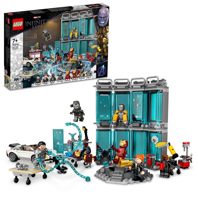 LEGO-Marvel-76216-Armeria-di-Iron-Man-Set-Costruzioni-con-Casco-Tuta-e-Supereroi-Giocattoli-Giochi-per-Bambini-dai-7-Anni