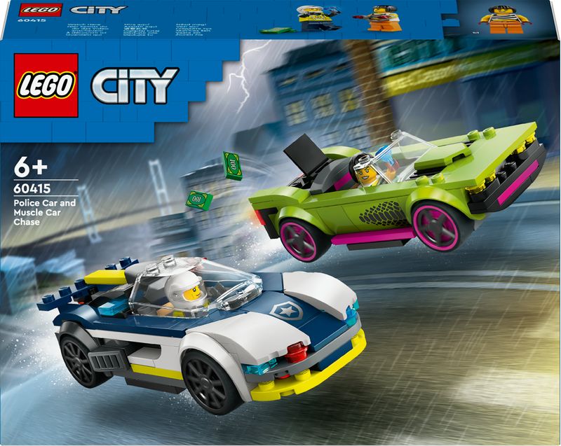 LEGO-City-60415-Inseguimento-della-Macchina-da-Corsa-2-Modellini-di-Auto-della-Polizia-Giocattolo-per-Bambini-di-6--Anni