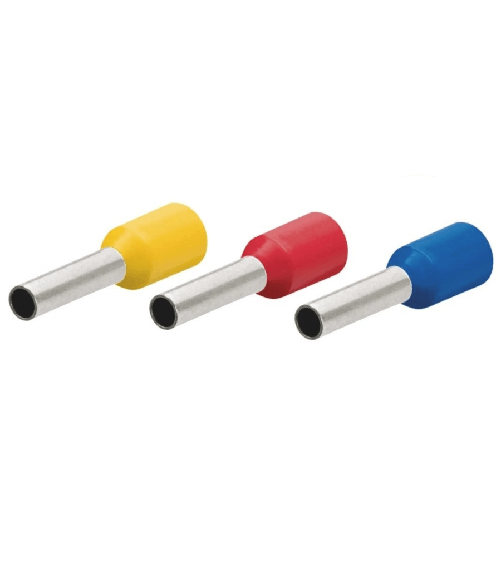 TrAdE Shop Traesio - Confezione 100pz Tubetto Capicorda Isolato Per Cavi Da 2.5mm² Terminale 8mm E2508 -