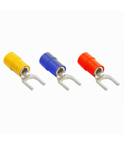 TrAdE Shop Traesio - Set 100pz Capicorda A Forcella A Crimpare Per Cavi 1.5-2.5 Mm² Isolato M4 Sv2-4 -