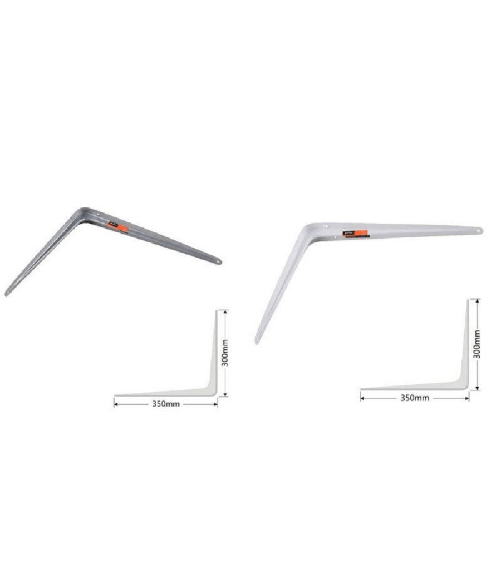 TrAdE Shop Traesio - Staffe Angolari 2pz Supporto Staffa Angolare Reggimensole 300x350mm Bianco Grigio -