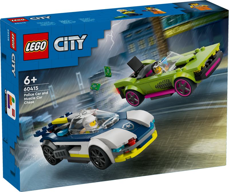 LEGO-City-60415-Inseguimento-della-Macchina-da-Corsa-2-Modellini-di-Auto-della-Polizia-Giocattolo-per-Bambini-di-6--Anni