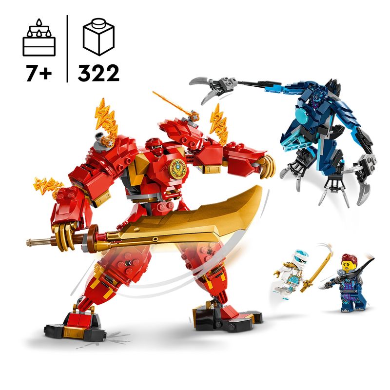 LEGO-NINJAGO-71808-Mech-Elemento-Fuoco-di-Kai-Giochi-per-Bambini-di-7--Anni-con-2-Action-Figure-da-Costruire-e-4-Minifigure