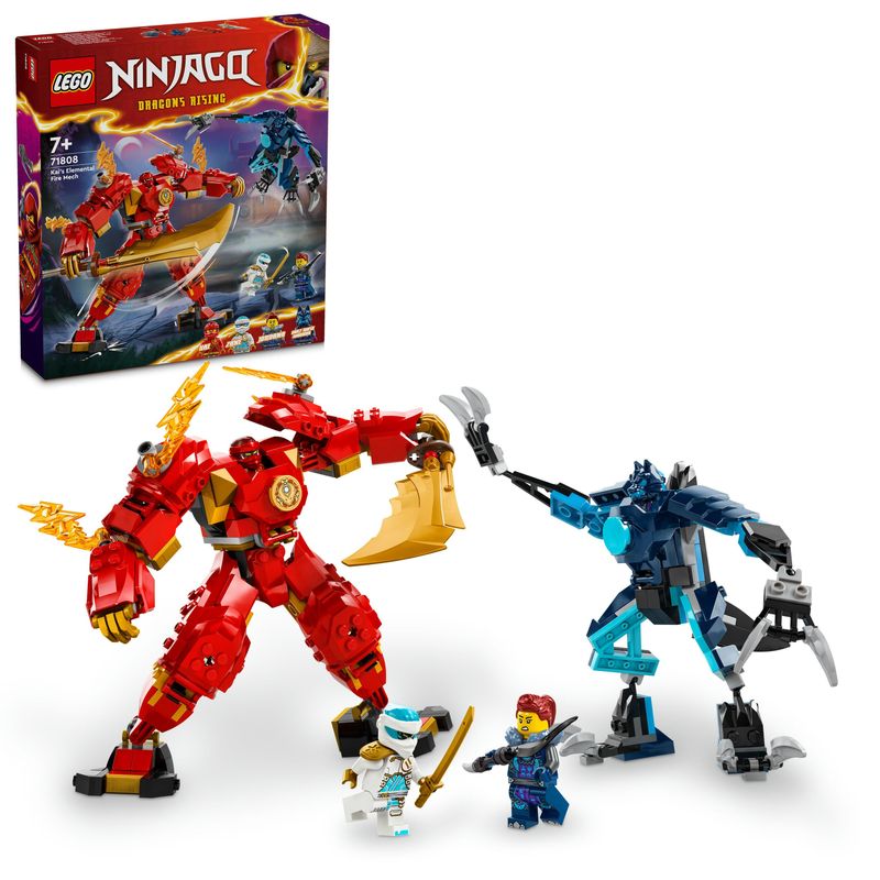 LEGO-NINJAGO-71808-Mech-Elemento-Fuoco-di-Kai-Giochi-per-Bambini-di-7--Anni-con-2-Action-Figure-da-Costruire-e-4-Minifigure