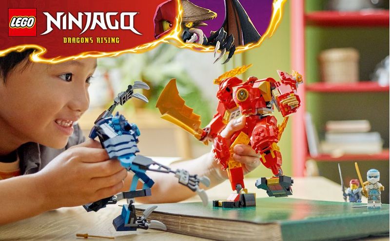 LEGO-NINJAGO-71808-Mech-Elemento-Fuoco-di-Kai-Giochi-per-Bambini-di-7--Anni-con-2-Action-Figure-da-Costruire-e-4-Minifigure