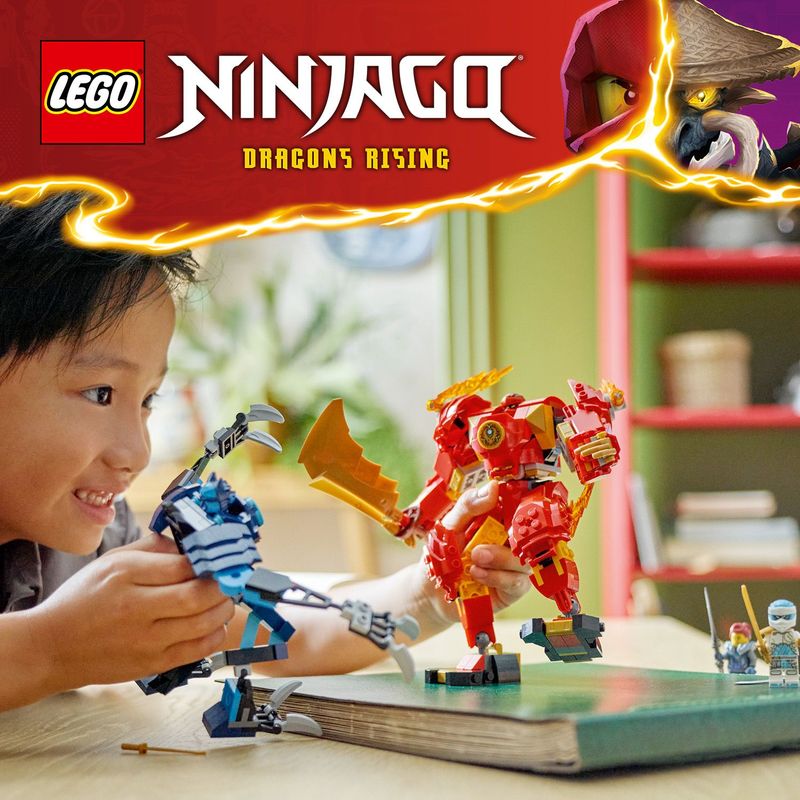 LEGO-NINJAGO-71808-Mech-Elemento-Fuoco-di-Kai-Giochi-per-Bambini-di-7--Anni-con-2-Action-Figure-da-Costruire-e-4-Minifigure