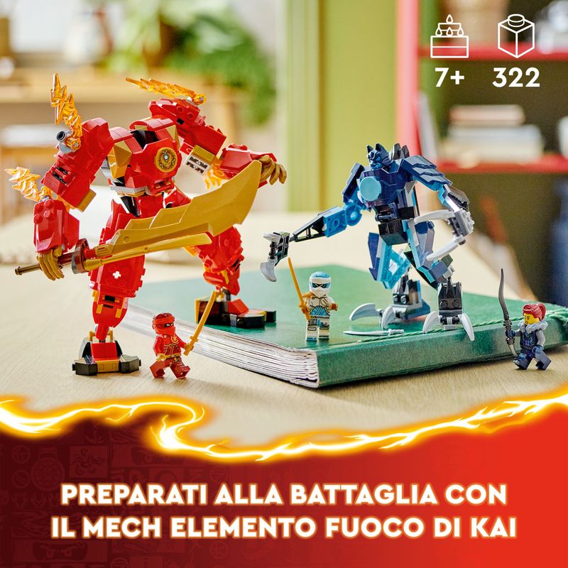 LEGO-NINJAGO-71808-Mech-Elemento-Fuoco-di-Kai-Giochi-per-Bambini-di-7--Anni-con-2-Action-Figure-da-Costruire-e-4-Minifigure