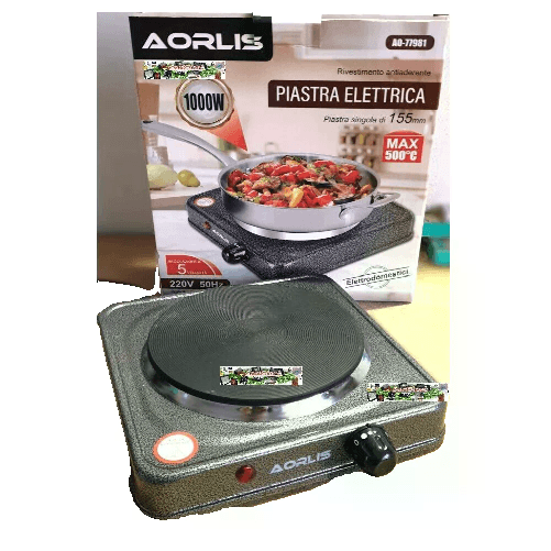AORLIS Piastra Fornello Elettrica 1000W - 5 Livelli di Calore - Max 500°C Casa Camper