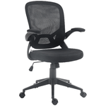 HOMCOM Sedia da Ufficio Ergonomica con Altezza Regolabile, Braccioli Ribaltabili e Tessuto a Rete, Nero
