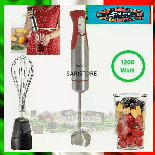 ROYAL+ Frullatore Minipimer a Immersione 1200W Mixer con Frusta e Bicchiere Graduato