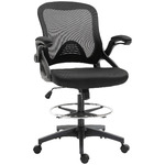 Vinsetto Sedia da Ufficio Traspirante ad Altezza Regolabile con Braccioli Ribaltabili, 64x60x106-126 cm