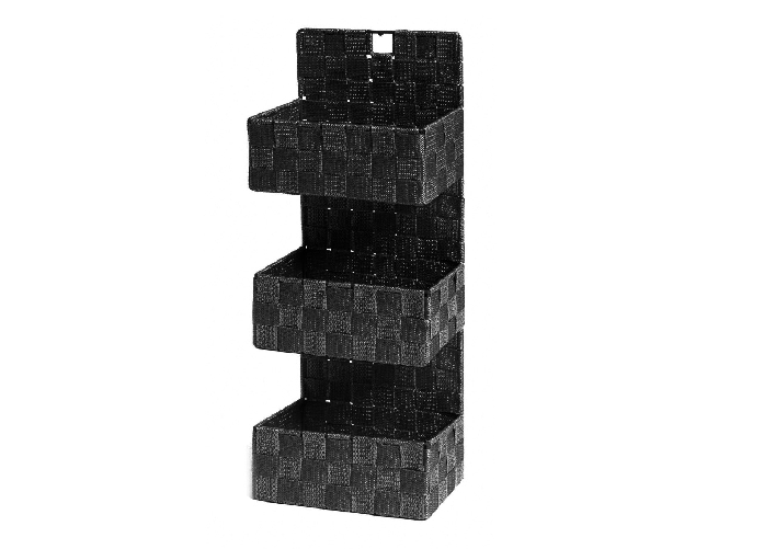 BIANCHERIAWEB Contenitore Rattan Decorativo Cestino Tre Ripiani Porta Oggetti Riviste 20x11x54cm