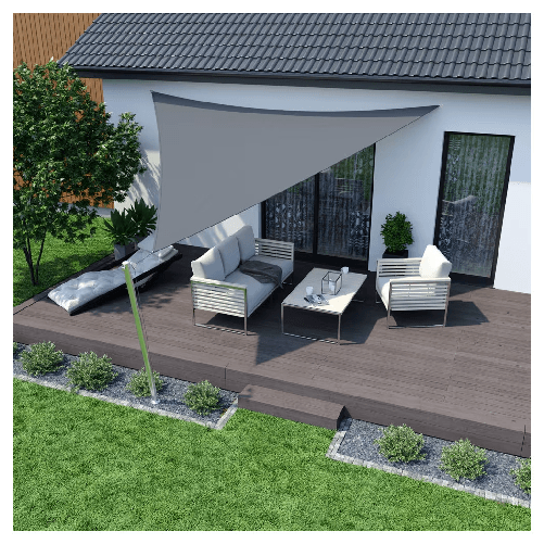 TrAdE Shop Traesio  Vela Tenda Triangolare Parasole Protezione Sole Ombra Giardino 5x5x5 Mt Grigio 222570 -