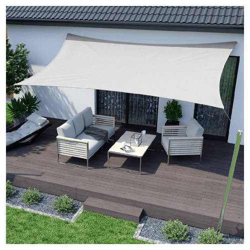 TrAdE Shop Traesio  Vela Tenda Rettangolare Parasole Protezione Sole Ombra Giardino 3x4 Mt Bianca 017036 -