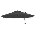 Outsunny Ombrellone da Giardino a Parete, Girevole a 180° con Manovella e 8 Stecche, Grigio