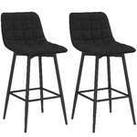 HOMCOM Set 2 Sgabelli da Cucina Stile Nordico in Tessuto Effetto Velluto e Metallo, 45x47x84 cm, Nero