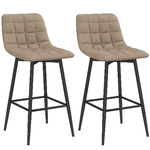 HOMCOM Set 2 Sgabelli da Cucina Stile Nordico in Tessuto Effetto Velluto e Metallo, 45x47x84 cm, Marrone